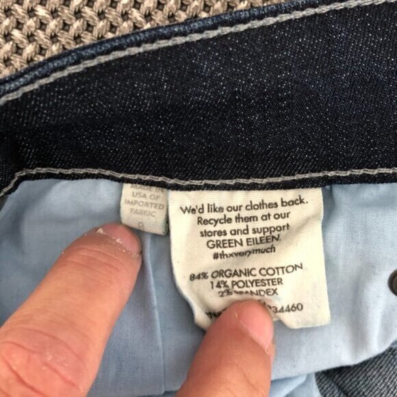 Eileen Fisher Skinny Mid Rise Jeans Women's Size 8 Dark Blue Wash‎ Jeans Organic - Picture 7 of 7